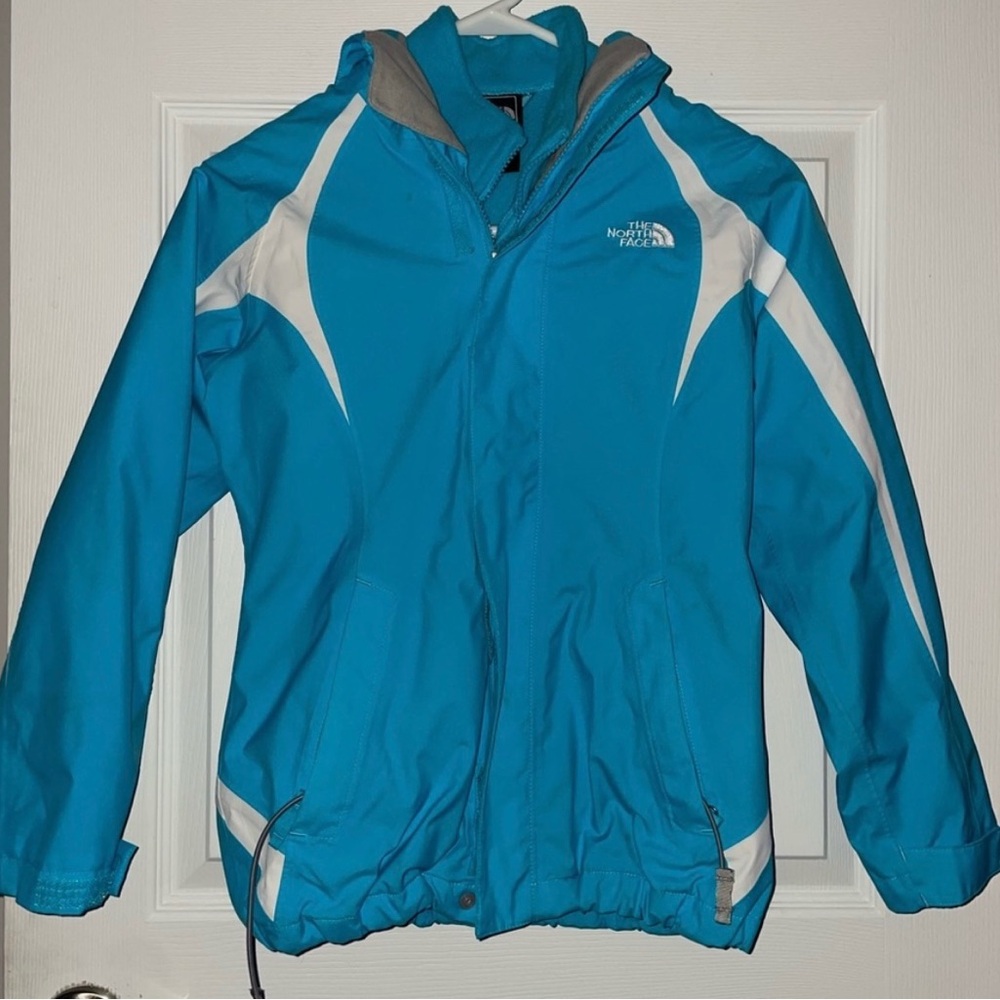 The North Face Kids' Turquoise Raincoat with White Accents